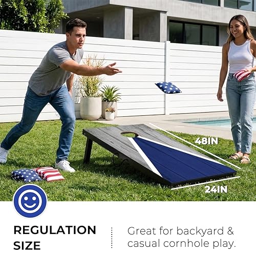 Portable Cornhole Board Set - Premium MDF Wood Corn Hole Game with 8 Regulation Bean Bags, for Backyard, Camping, and Outdoor Tailgating - Choose 3x2' Tailgate or 4x2' Regulation Size - style: 4' x 2' Pyramid