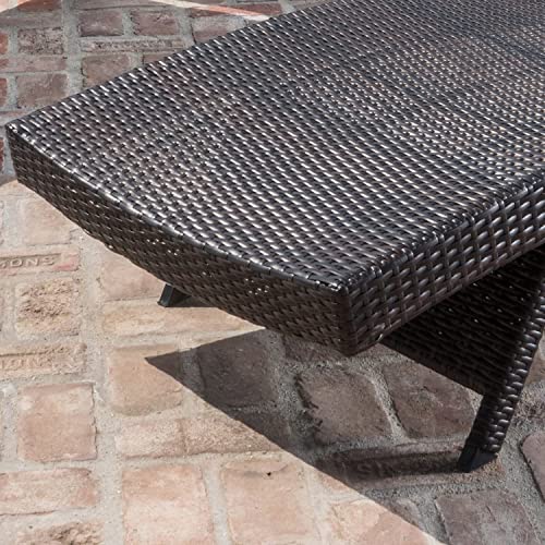 79'' Long Reclining Chaise Lounge + Side Table Set of 2, Outdoor Wicker Reclining Lounge Chair Patio Rattan Double Chaise Lounge + Coffee Table Lawn Sunbathing Chairs Beach Pool Backrest Recliners - color: 1 Chair + 1 Table
