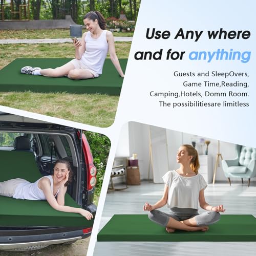 CYMULA Memory Foam Camping Mattress Pad 3 Inch Thick Portable Floor Sleeping Mat [car/Tent/Cot] Sleepover Guest Bed Roll up Cot Mattress for Indoor Outdoor Travel with Bag(Cot 72 * 24 * 3")