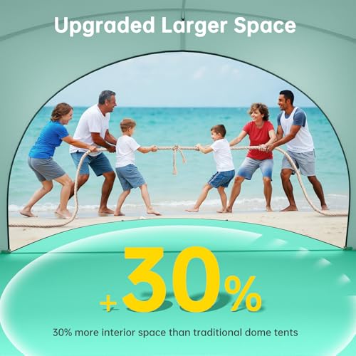 Raynesys Beach Tent Sun Shelter, Beach Shade Tent with UPF50+ UV Protection, Sun Shelter for 1-6 Person, Beaches Shade with 2 Zippered Doors, Portable Tents for Camping Fishing, Green - color: Green, size: For 6 Person