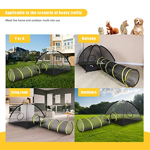 Outdoor Cat Enclosures Indoor, Portable Mesh Tent, Tunnel, Playhouse With Adjustable Harness and Leash for Walking, Colorful Tease Ball for Animals