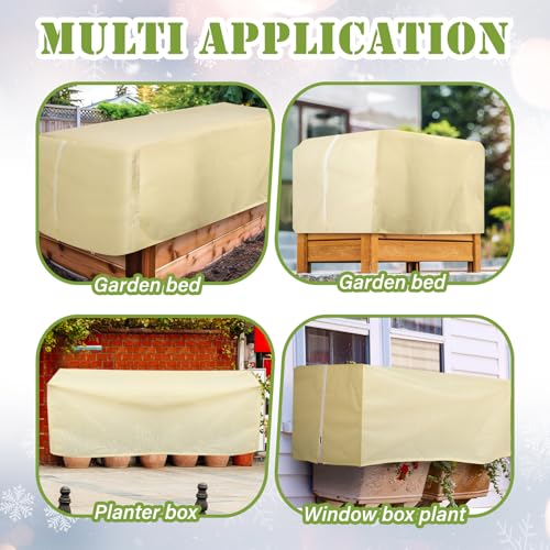 2 Pcs 49.6" x 20" Raised Garden Bed Cover for Winter Large Plant Covers Freeze Protection with Zipper Drawstring Frost Cloth Blanket Protection Box Bags for Garden Outdoor Plants Bush - size: 49.6 × 24 x 19.7 in