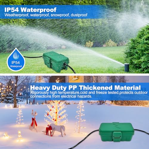 Hrensaw 3PCS Small Weatherproof Electrical Connection Box(Inner 5.5x3x2.2inch),Outdoor Electrical Box,Waterproof Extension Cord Covers for Plug, Extension Cables, Holiday Lights,Green - color: Green