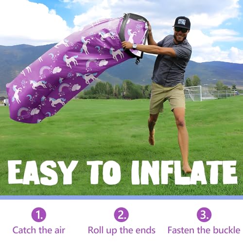 AlphaBeing Inflatable Lounger Beach Chair Accessories, Air Sofa Hammock Inflatable Couch for Camping Backyard Lakeside with Compression Sacks, Ideal Outdoor Gifts for Adults - color: Unicorn Purple