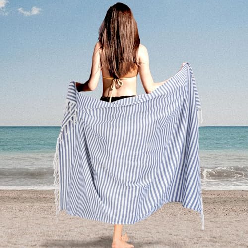 Turkish Striped Beach Towels Bulk Oversized 39"x71" Large Bath and Pool Set Quick Dry Lightweight Travel Towel for Adult,100% Cotton TEBT-18-1navy - color: Navy, size: 1 Pack