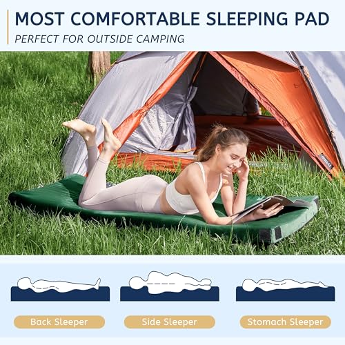 HomeMate CertiPUR-US Memory Foam Camping Mattress Pad Portable Roll Up Mattress for Adults Sleeping Mat Cot Mattress Pad - color: Dark Green, size: Single / 75*30*3
