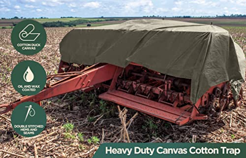 CCS Waterproof Canvas Tarp Cover (21oz) – Heavy Duty Duck Cloth, Waxed Canvas Tarpaulin with Rustproof Brass Grommets for Camping, Construction, Equipment & Outdoor Use (Olive Drab, 10x16 Ft) - size: 10 By 16 Feet