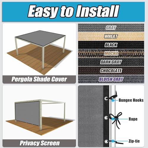 Amagenix 90% Sun Shade Cloth with Grommets, 3' x 6' Pergola Replacement Shade Cover Canopy Privacy Screen for Outdoor Patio Garden, Gray (We Customized) - color: Gray, size: 0 3 x 0 6 FT