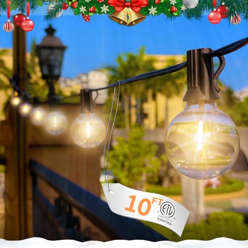 10FT LED Outdoor String Lights - Waterproof Patio Lights Shatterproof G40 Edison Globe Bulb, Connectable Hanging Outdoor String Lighting for Indoor Backyard Yard Gazebo Porch Party Decor - SOLROS - size: 10FT - Plug In Only