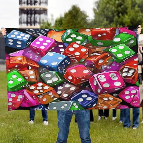 Heavy Duty Weather Resistant Polyester Flags 35x59 In, 4 Sizes Garden Flags for Outside, Games Dice Set Party Banner, Yard Decoration for Outdoor Patio, Entrance & Events - size: 35x59 Inch