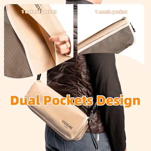 16" Extra Tall XL Portable Chair for Adults, Collapsible Purse Chair Heavy Duty Camp Seat with 3 Storage Pockets for Fishing Hiking Gardening, Lightweight Travel Purse Stool - color: Sand Khaki