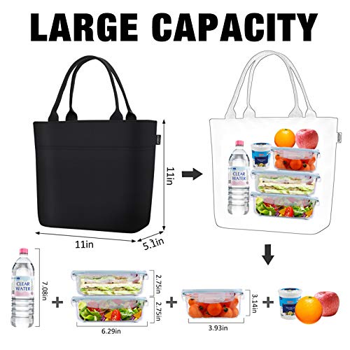 Aosbos Lunch Tote Bag, Insulated Lunch Box for Women, Leakproof Lunch Cooler Purse for Work, Black - color: A. Black