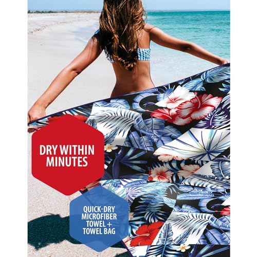 VENTURE 4TH Microfiber Beach Towel: Quick-Dry, Compact, Sand-Free, Absorbent, Sandproof and Lightweight - Perfect for Camping, Beach, and Roadtrips (Midnight Bloom Design | 35x78 inches) - color: Midnight Bloom, size: Extra Large (78" x 35")