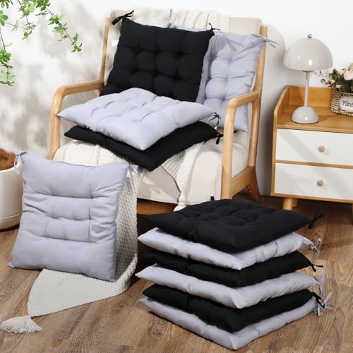 Geetery 12 Pcs Floor Pillows Bulk Seating Cushions for Floor Chair 15.7'' Large Meditation Cushion for Yoga Living Room Tatami Bedroom Balcony Office (Black Grey,Square) - color: Black Grey, size: Square