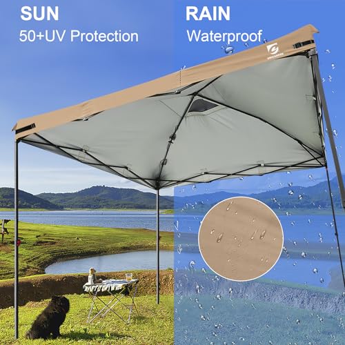 10x10 Pop Up Canopy Replacement Top Cover with Air Vent for Straight Leg Canopy Tent, Waterproof for Outdoor Garden Patio Camping Sun Shade (Khaki) - color: Khaki