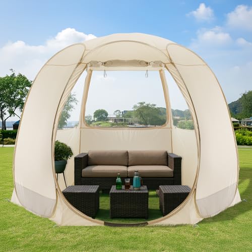 Alvantor® Pop Up Screen House Tent, UPF 50+ and Windproof Dome Outdoor Canopy Tent with Roll Up Zipped Door Privacy Gazebo, Compact & Lightweight for Party Camping Fishing Picnic - color: Khaki, size: 10'x10'
