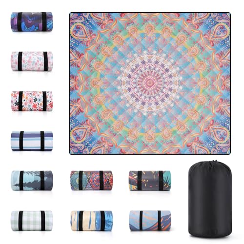 60x80 Extra Large Picnic Blankets Waterproof Sandproof Couple Outdoor Beach Blanket Foldable Grass Park Lawn Concert Mat Summer Camping Essentials Rv Travel Vacation Accessories Festival Gift - color: Colorful Bohemian, size: 6'8" x 5' (Rectangular)