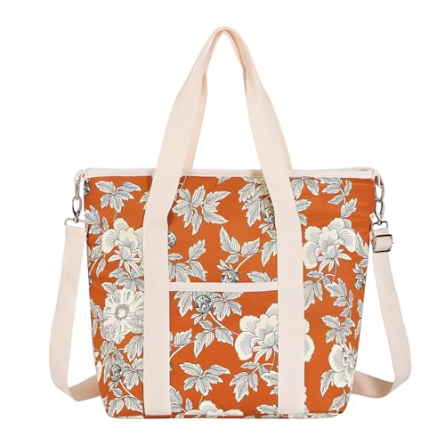 Nanxson 9L/15L/29L Extra Large Insulated Lunch Bag for Women Adult Reusable Leakproof Picnic Lunch Box Freezable Cooler Tote Bag (29L,B-Orange Flower) - color: B-Orange Flower, size: 29L
