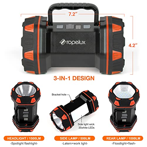 Led Camping Lantern Rechargeable, Camping Lights 1500lm, 8 Light Modes, Emergency Flashlights For Emergencies, Portable Light 12h Standby, Battery Powered Lantern For Power Outages, Hurricane, Hiking. - color: Orange, size: 1PACK
