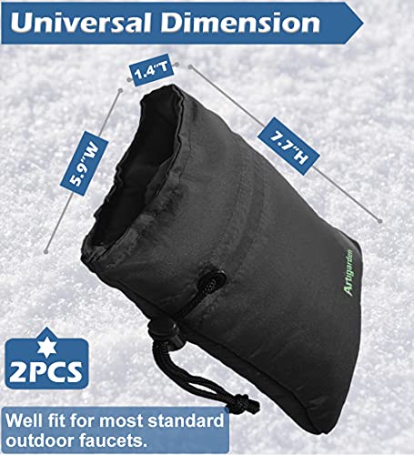 Artigarden Upgraded Outdoor Faucet Cover for Winter Freeze Protection - Outside Water Hose Bib Insulated Sock for Cold Weather, Black, Pack of 2 - color: Black, size: 2PCS-C