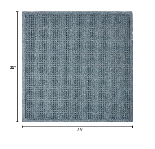 Hudson Exchange (35"x35", Bluestone) Fashion Scraper Entry Square Floor Mat - color: Bluestone