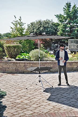 Zenithen Limited Portable Foldable Black Roof Outdoor Folding Transportable Canopy Table with Cup Holders, Perfect for Patio, Camping, Outdoor Use, Black