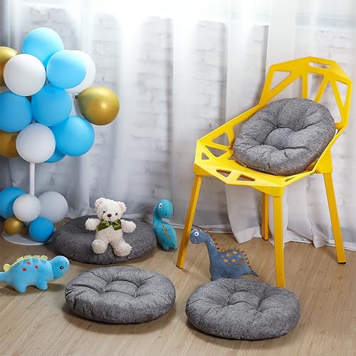 Fumete 8 Pcs 16 Inch Round Floor Cushions for Kids and Toddlers, Flexible Seating Classroom Furniture Floor Pillow for Home, Daycare, Preschool, Yoga and Meditation (Gray) - color: Gray