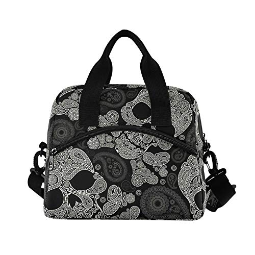 Skull Insulated Lunch Bag Reusable Lunch Tote Bag Cooler Bag for Women Men Adult Lunch Box with Adjustable Shoulder Strap Leakproof Lunch Bag for Work School Picnic Camping - color: Skull
