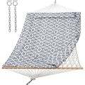 SUNCREAT Hammocks Heavy Duty Hammock with Hardwood Spreader Bar, Double Rope Hammock with Polyester Pad, Grey - color: Grey