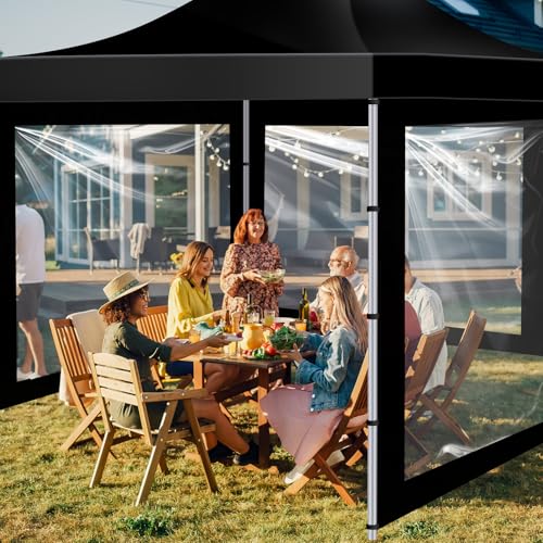 SmoothNovelty 3 Pcs Clear Canopy Sidewalls with Black Storage Bag Window Sidewall for 10 x 10 Inch Tent Waterproof Shade Wall, Sunwalls Only, Canopy Tent Not Included, No Zipper - color: Black