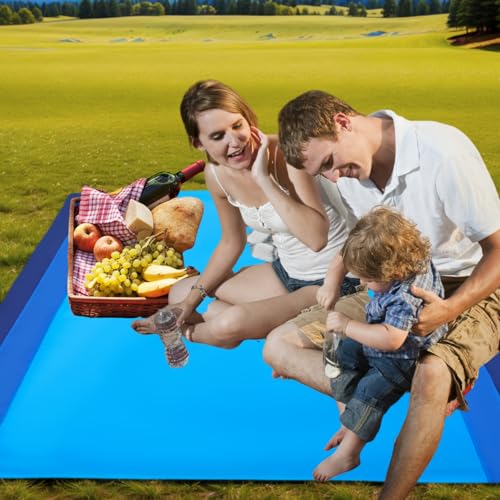 Beach Blanket Sandproof Waterproof Large Sand Free 78''X81''Big Lightweight Blanket Picnic Mat for Beach Travel Camping Hiking Picnic with Stakes