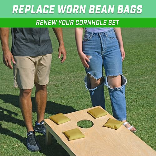 GoSports Classic Cornhole Bean Bags Set of 4-16 Colors Available - Regulation All Weather, Mix and Match - color: Gold, size: 6 X 6"