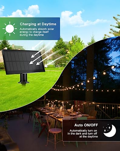 Zuske Solar String Lights Outdoor Waterproof 100FT with USB Port and 52 Shatterproof G40 Bulbs(2 Spare), LED Solar Powered Patio Lights for Outside, Porch, Backyard, Gazebo, Garden(Warm White) - size: Solar-100FT