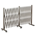 TECSPACE Aluminum Expandable Garden Fence, Portable Barricade Gate with Casters, Adjustable Retractable Fence Mobile Barricade Safety Barrier (Brown, 201×15×41 inch) - color: Brown, size: 201×15.2×40.6 Inch