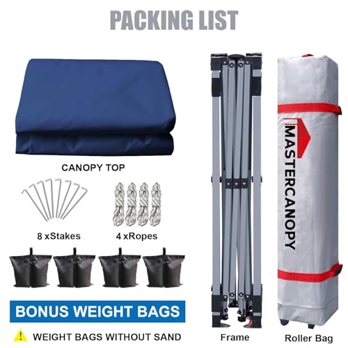 MASTERCANOPY Canopy Tent with Roller Bag (8x8, Navy Blue) - color: Navy Blue, size: 8x8