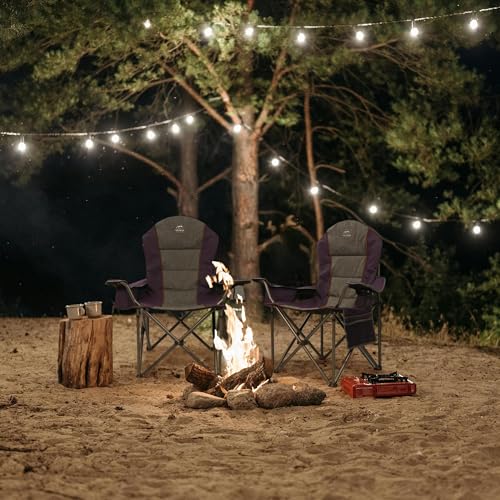 Camping Chairs for Adults,High Back Folding Camp Chair with Cup Holder and Cooler Bag,Heavy Duty Outdoor Lawn Chairs,Perfect for Camping,Hiking,Picnics,and Beach Trips,Purple - color: Purple