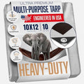10x12 Heavy Duty Tarp, 10 Mil Thick, Waterproof, Tear & Fade Resistant, High Durability, UV Treated, Grommets Every 18 Inches. (Silver/Brown - Reversible) (10 x 12 Feet) - size: 10x12