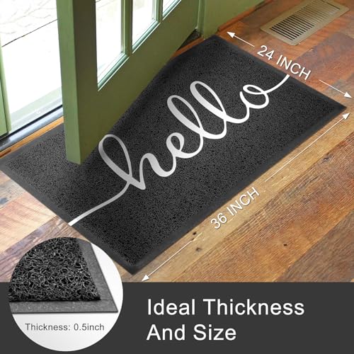 KILOCOCO Front Door Mat Hello Doormat Welcome Mats Outdoor Mat Low Pile Entrance Non-Slip Outdoor Doormats High Traffic Area Rubber Backed Entry Rugs for Kitchen Indoor,24"x36" - color: Hello, size: 2' x 3' (Rectangular)