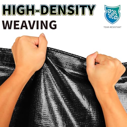 Black Tarp 20x40 Feet, 10 Mil Thick Waterproof Poly Tarps Cover UV Resistant, Rip & Tear Proof with Metal Grommets Every 20 Inches - color: Black, size: 20x40 Ft
