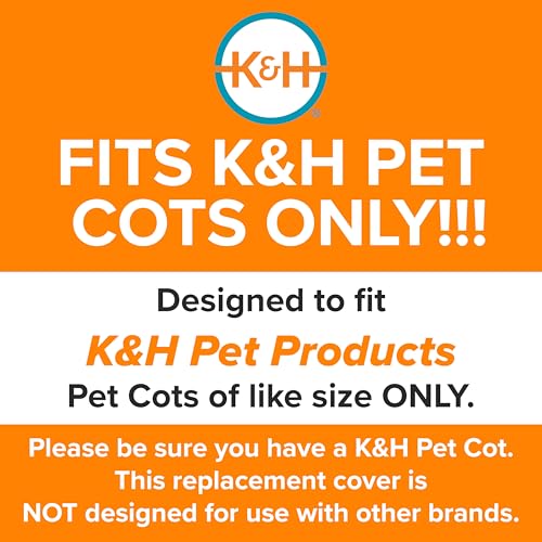 K&H Pet Products Dog Cot Replacement Cover, Designed to fit K&H Medium Pet Cots (Sold Separately), Indoor Outdoor, Breathable Cooling Mesh Center, Machine Washable - Medium 32 X 25in Gray - color: Gray/Black Mesh, size: Medium 32 X 25 Inches