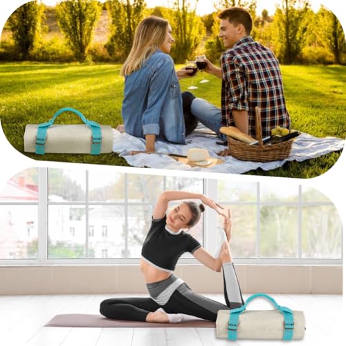 GORGECRAFT 66cm Picnic Blanket Carry Strap Outdoor Cotton Portable Handle Belt Carrier Motorcycle Bedroll Straps Holder Adjustable for Camping Travel Rug Yoga Exercise Mat Carpet Home Blanket - color: Turquoise