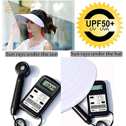 Sun Visor Hats Women Large Brim Summer UV Protection Beach Cap - color: White