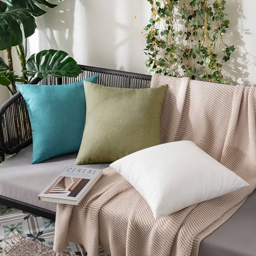 MIULEE Pack of 2 Decorative Outdoor Solid Waterproof Throw Pillow Covers Spring Faux Linen Garden Farmhouse Cushion Cases for Patio Tent Balcony Couch Sofa 16x16 Inch Light Olive Green - color: Light Olive Green, size: 16" x 16" (Pack of 2)
