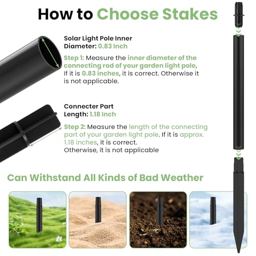 8 Sets Flame Lamp Extension Kit for Solar Torches, Ground Stakes and Joint Connectors to Elevate Outdoor Lighting, Black Adapters for Garden, Backyard & Landscape Decor - size: Plastic-8 Sets