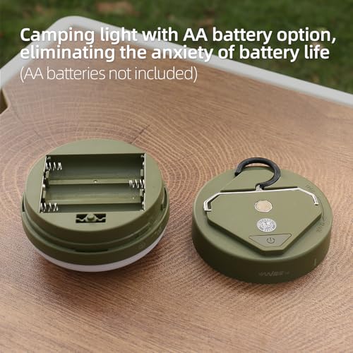 LED Camping Light,4Modes Portable AA Battery Powered Hanging Tent Lantern with Magnetic Base and Foldable Hook for Emergency Use or Campsites, (Without Batteries-Green) - size: Green