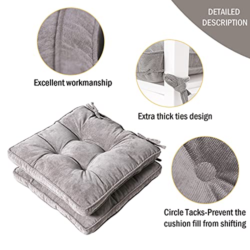 Furlide Seat Cushions 18 x 18 Inch Chair Cushion Pad for Kitchen Dining Chairs Indoor Outdoor Cushions Set of 2, Square Grey - color: Grey