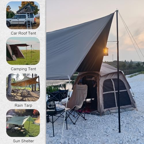 GEEWAY 2 Pcs 7.5FT Tarp Poles for Camping, Heavy Duty Telescoping Tent Pole, Aluminum Adjustable Tent Poles for Outdoor Activity, Wilderness Adventure and RV Travel (Black) - color: 7.5ft-black