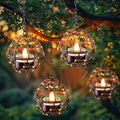 Homemory Solar Tea Lights Outdoor Waterproof Hanging Lanterns, Beaded Copper Wire Ball Holders with Solar Powered Tea Lights Candles, Ideal for Patio, Garden, Backyard, Pergola, Tree, Fence, 4-Pack - color: 4-Pack, Hanging Lanterns Solar Tealights