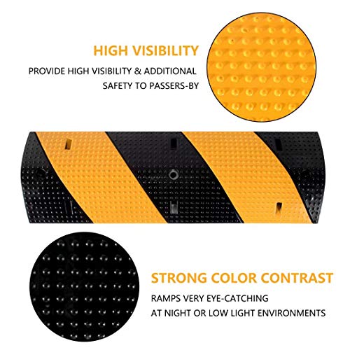 2 Pack Rubber Cable Ramp Hose Cable Protector Ramp 2 Channel 88000Lbs Load Capacity Traffic Speed Bump Wires Power Lines Extension Cord Cover for Indoor Outdoor