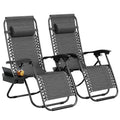 Garvee Zero Gravity Chair Set of 2, Patio Lounge Chair Outdoor with Pillow & Cup Holder Tray, Adjustable Reclining Chair, Folding Portable Camping Chair for Deck, Beach, Yard, Garden - Gray - color: Grey